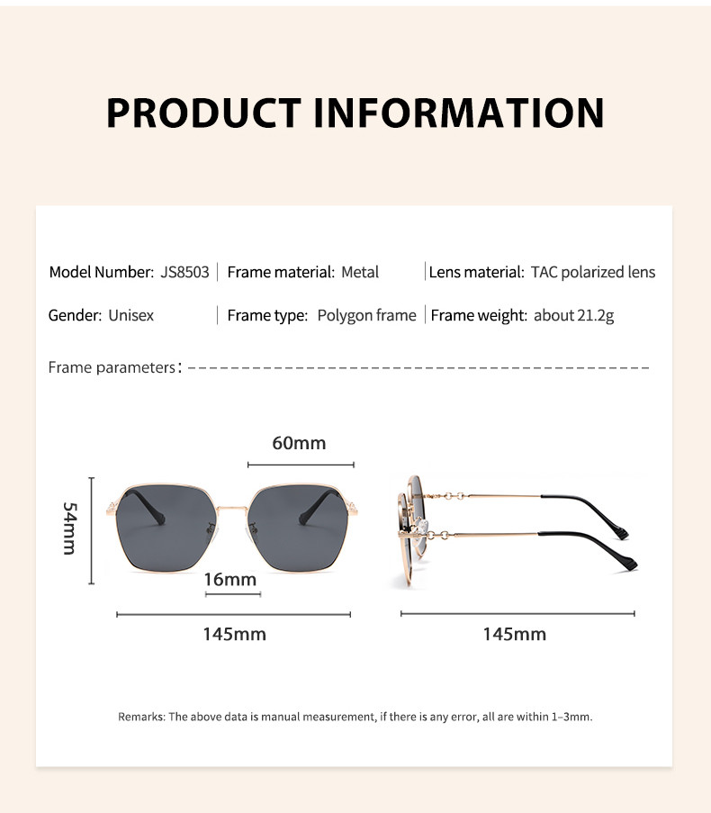 Oversized Metal Frame Sunglasses CE , Square Women'S Polarized Sunglasses