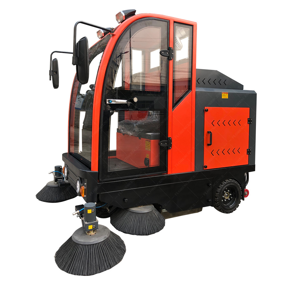 Single Driver Orange Width 2000mm 4 Brush Head Floor Scrubber Lead Acid Battery Powered