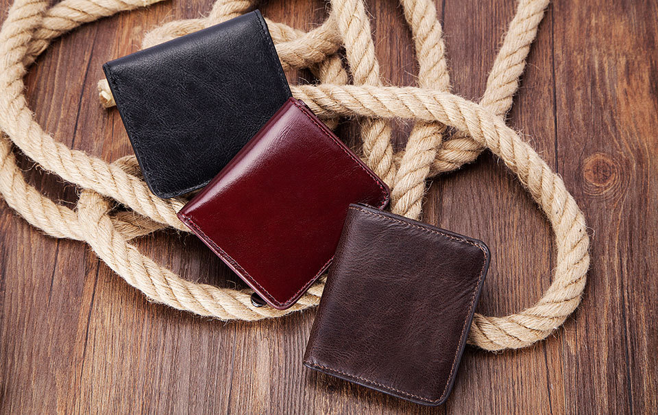 Minibook Cowhide Wallet for Men Genuine Leather Slim Money Clip and Zipper Coins Purse