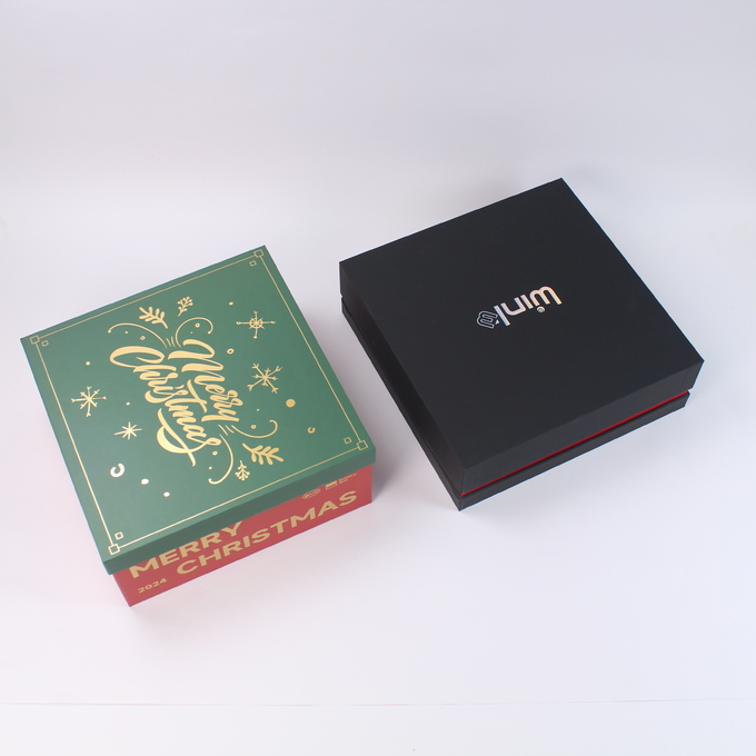 Red Cardboard Christmas Gift Box With Lid And Base For Wholesale And Retail