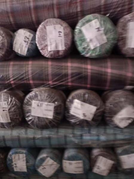 100% Cotton with golden and silver thread check design shirts' fabric stock for grade AAA quality