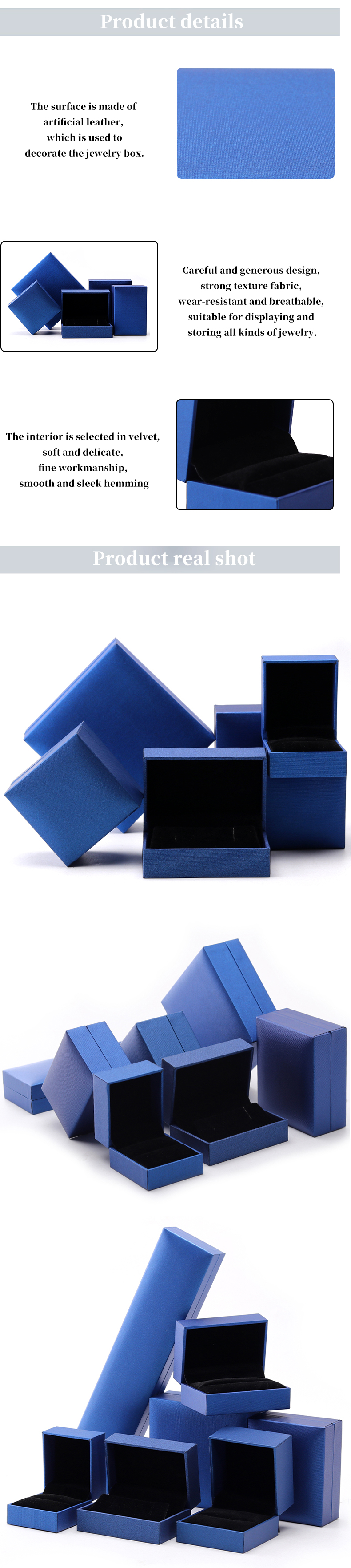 Blue Luxury Paper Jewelry Box Custom Logo Earrings Necklace Pendant Ring Packaging