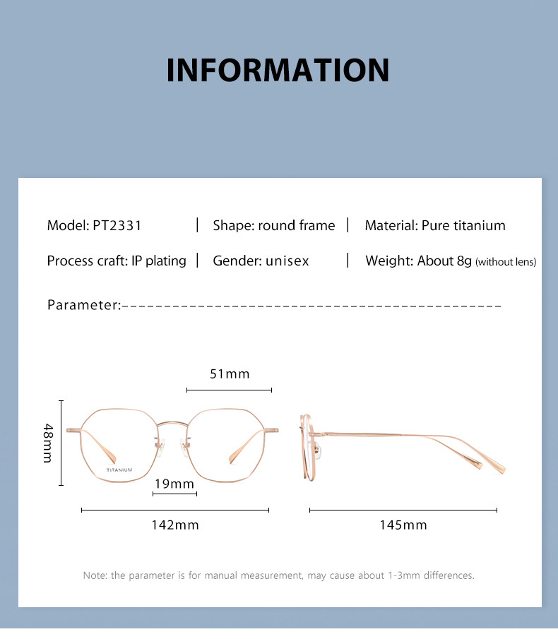 Optical Flexible Titanium Frame Glasses With Transparent Lenses