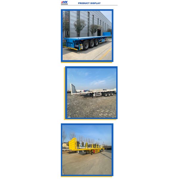40Ft Flatbed Semi Truck Trailer High Platform Cargo Flat Deck Container Customizable