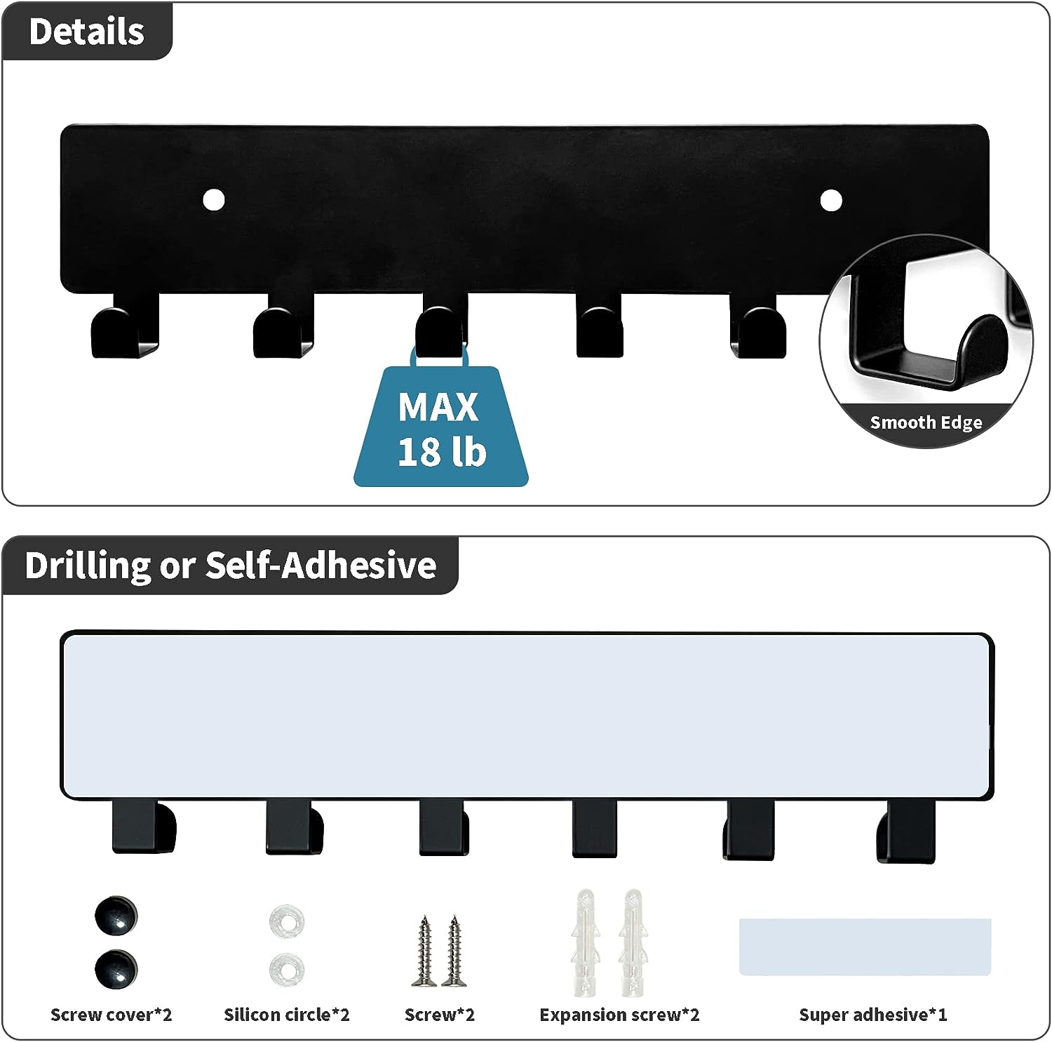 6-Hook Metal Key Holder for Wall Mounting Perfect for Organizing Keys in Hallways