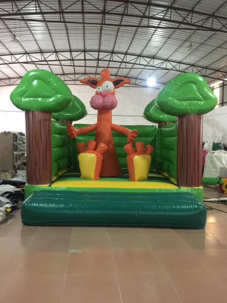 Simple Themed Pink Leopard Kids Inflatable Bounce House Without Roof PVC
