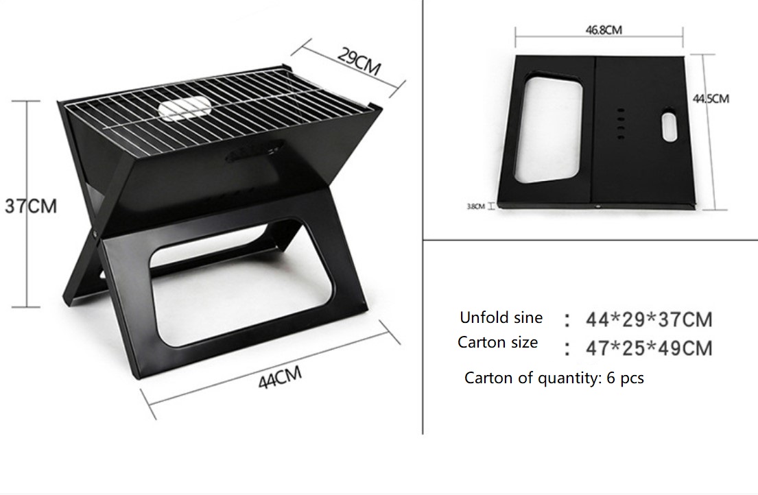 Outdoor Portable Grill Charcoal Grills X Folding Grill BBQ for Camping Easily Cleaned