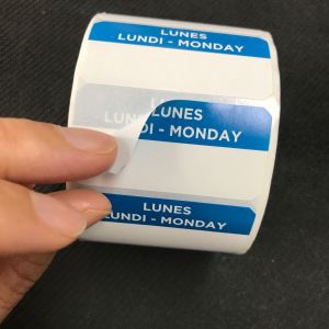 Offset Printing Weekly Labels with different shapes in rolls or sheets