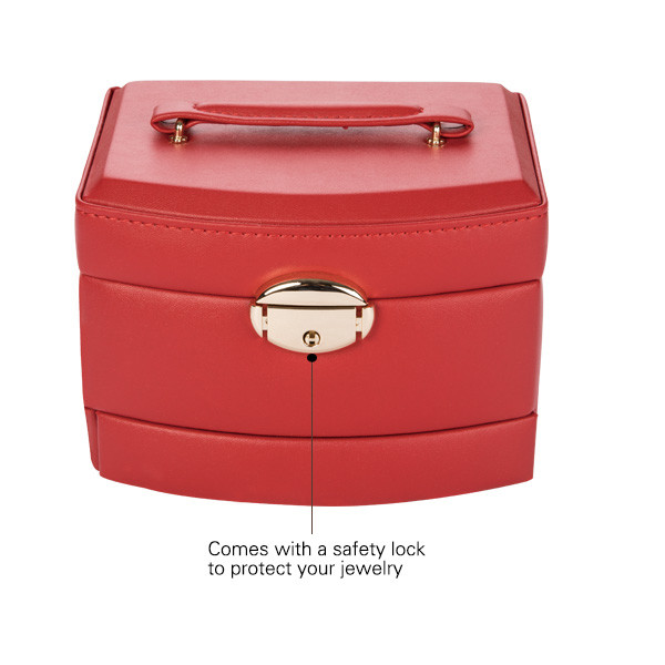 Free sample Lockable Leather Jewelry Case Organizer Box PU leather jewelry storage box
