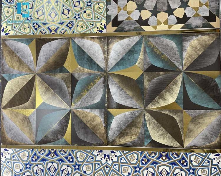 High Gloss Gold Decorative Porcelain Floor Tiles 600X600MM