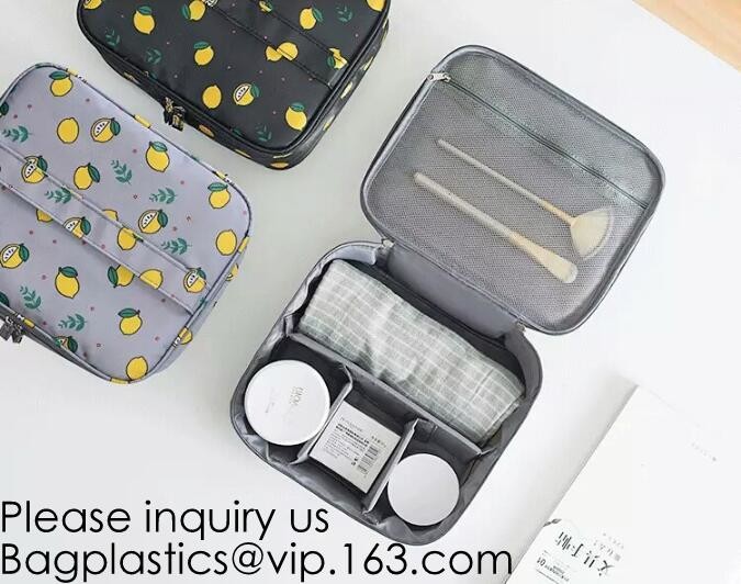 Stylish Black Makeup Brush Organizer Cosmetic Bag Storage Bag With Handle For Travel,Ladies Plain Unisex Toiletry Handba
