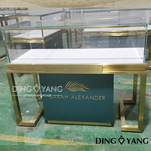 Green/Gold Color Combination for Our Showroom Display Cases Eye-Catching and