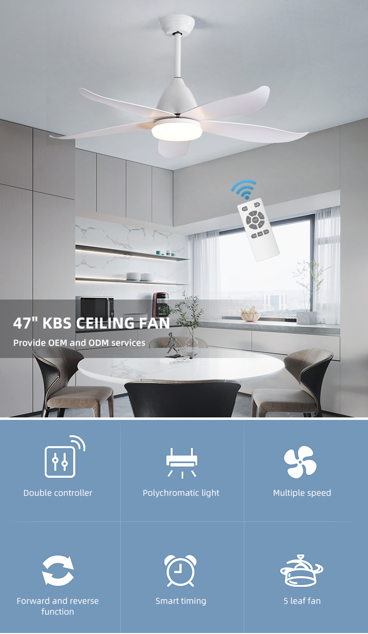 Fancy Iron 3000K 35W 5 ABS Blade Ceiling Fan Lamp Big Natural Style