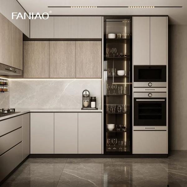 Wholesale White Modern U Shaped Kitchen Design Melamine Kitchen Cabinets Wooden