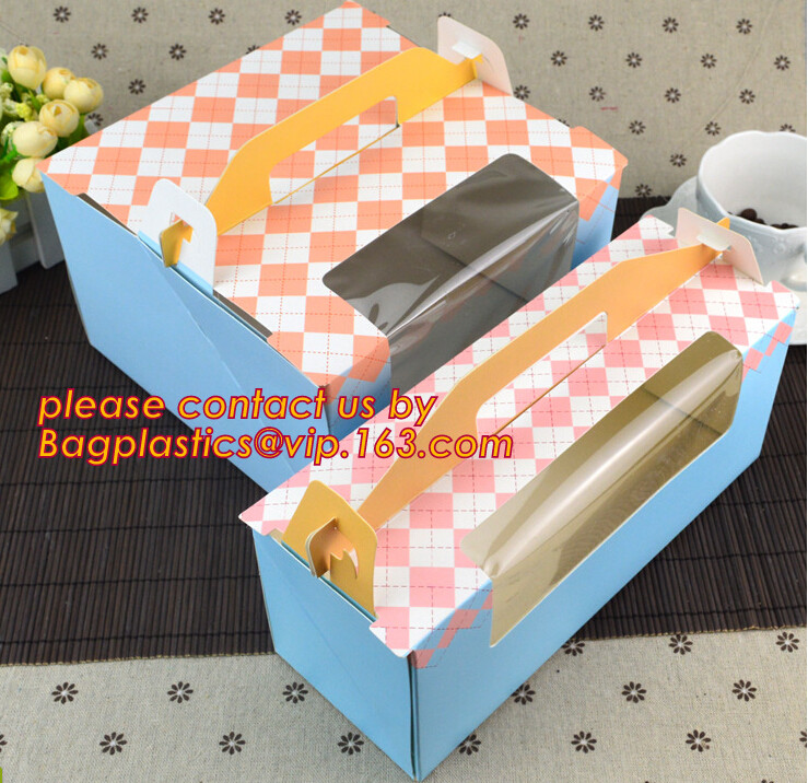 Wholesale custom Paper Cookies packing Cake Box with PVC window,Wholesale Plastic Square Birthday Wedding Packaging Clea
