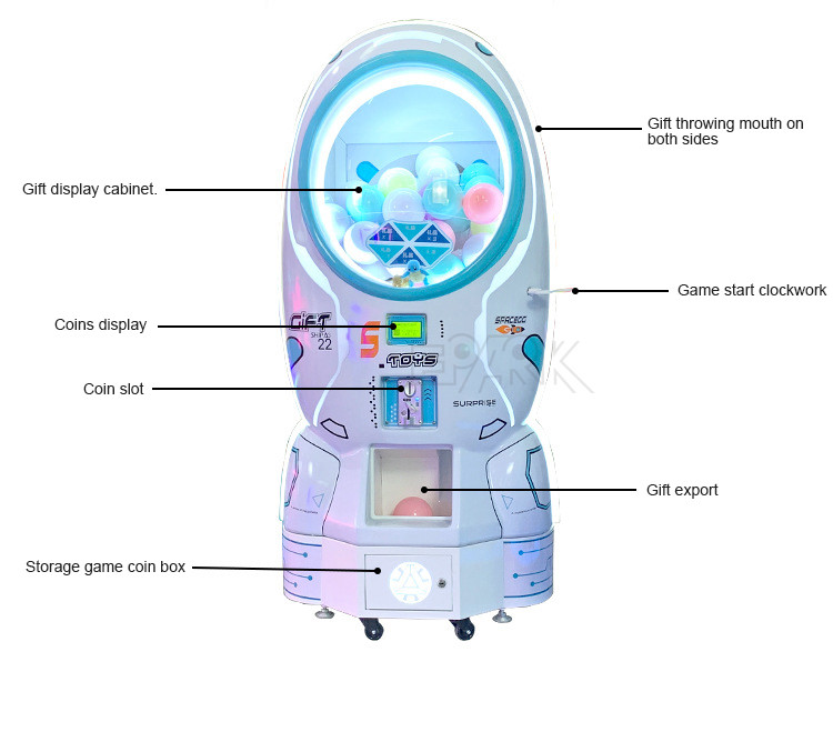 Coin Operated Space Capsule Gashapon Machine White Gift Machine