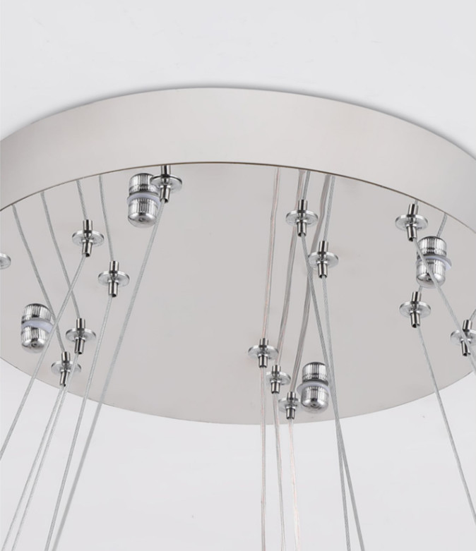 Chrome Color Customized Pendant Ceiling Light Entryway Chandelier Multiple Sizes