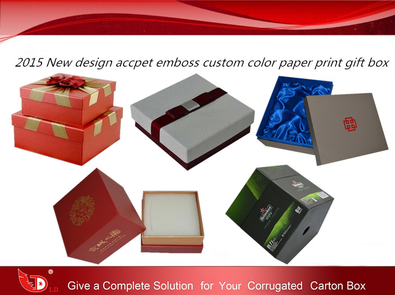 2015 new design accept emboss custom color paper print gift box
