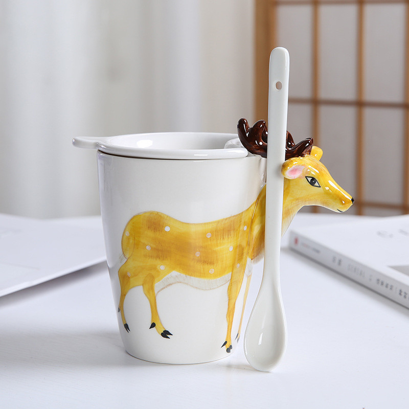 450ml Three Dimensional Hand Painted Ceramic Coffee Mugs