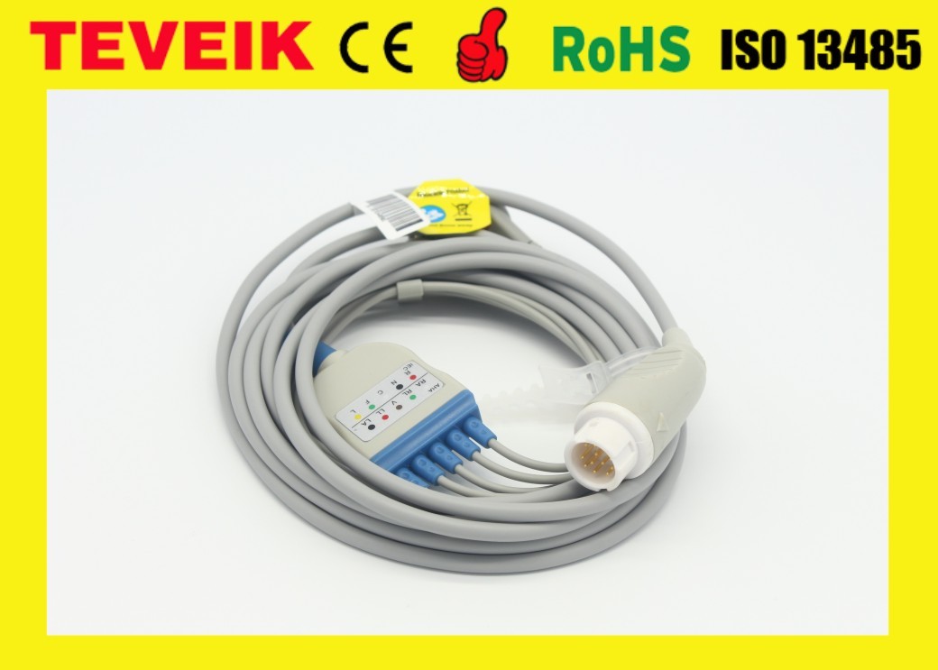 Medical Reusable Mindray One Piece Round 12pin ECG cable For BeneView T5 Patient Monitor