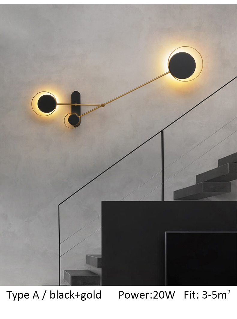Modern minimalist wall light Home Bedroom swing arm lamp Adjustable Black loft round wall light(WH-OR-258)