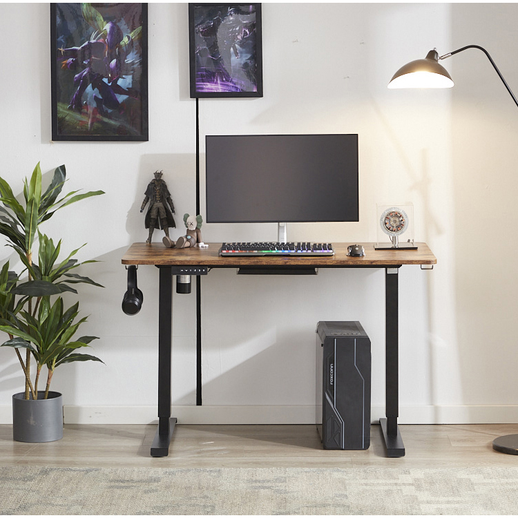 Panel Wood Style Electric Height Adjustable Desk 1400x600mm for Commercial Customized