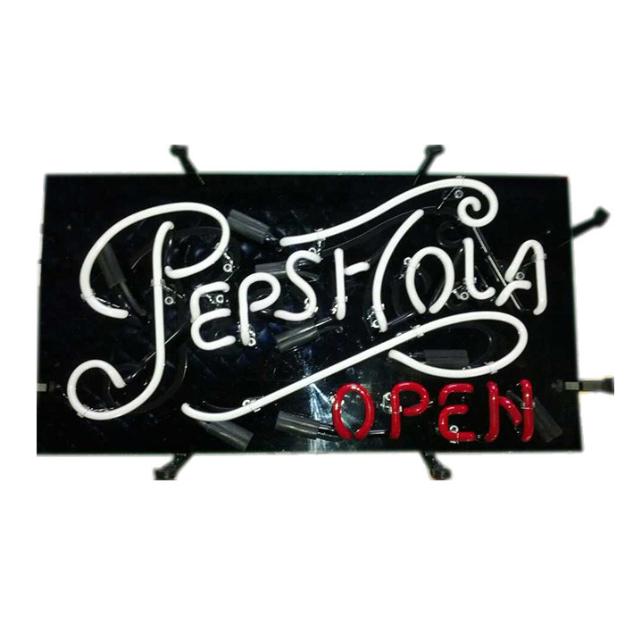 Real Glass Neon Letter Light Sign Script Open Sign With Metal Frame