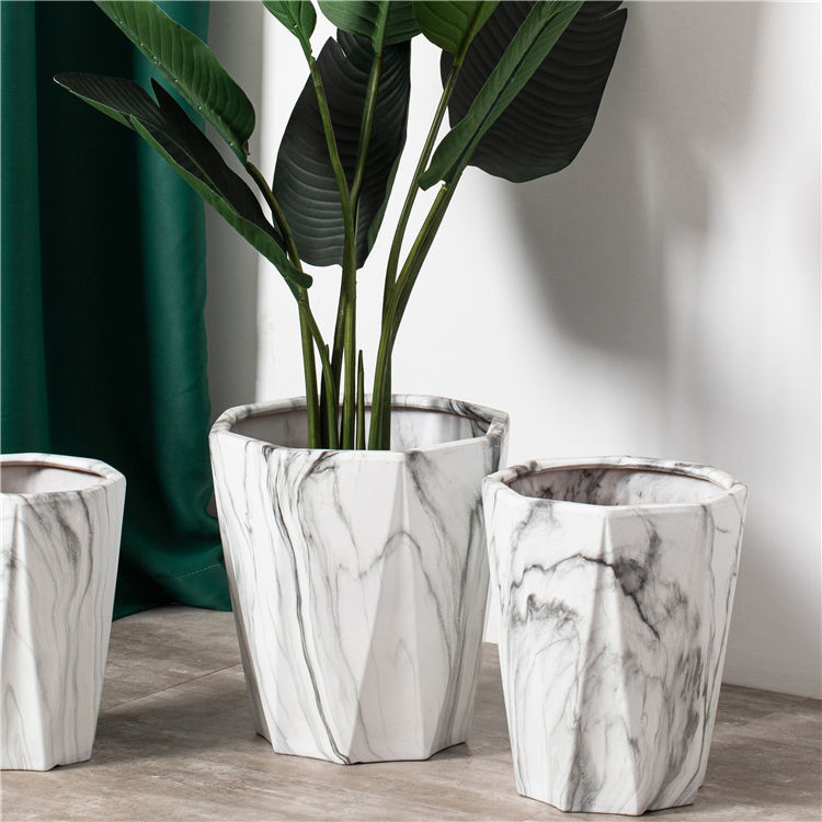 Creative Garden Succulent Pot Home Balcony Decoration Big Marble Ceramic Plant Flower Pots