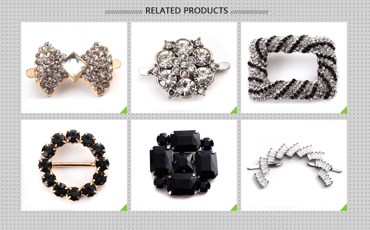 Custom Rectangle Type Crystal Shoe Buckles Iron Or Copper Material