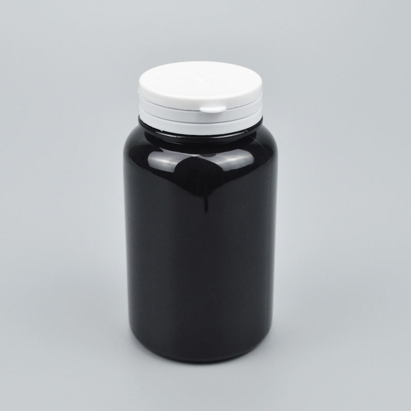 Highly Customized Luxury Black Frost Pill Bottle Capsule Bottle Green Plastic Vitamin Medicine Bottle Personal Care Packaging With Screw Cap