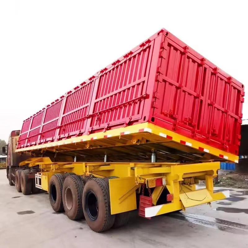 Efficient Loading And Unloading Cargo Tri-axle Side Tipper Trailer 70 Tons Heavy Loads Dump Trucks