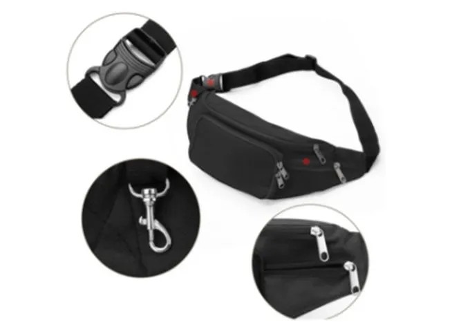 Custom Logo Mens Camouflage Bumbag Black Waist Belt Bag 600D Polyester Lining