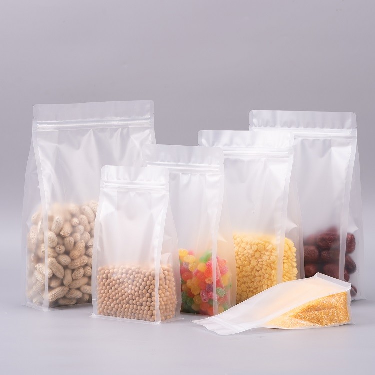 Food Grade Zipper Pouch Transparent Flat Bottom Packaging Bag Zip Lock Plastic Clear Bag for Food