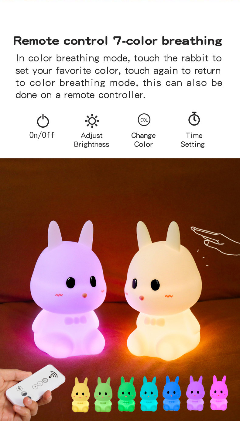 Touch Control Custom Home Decorative Luminous Light Rabbits Animal Lamp LED Night Light