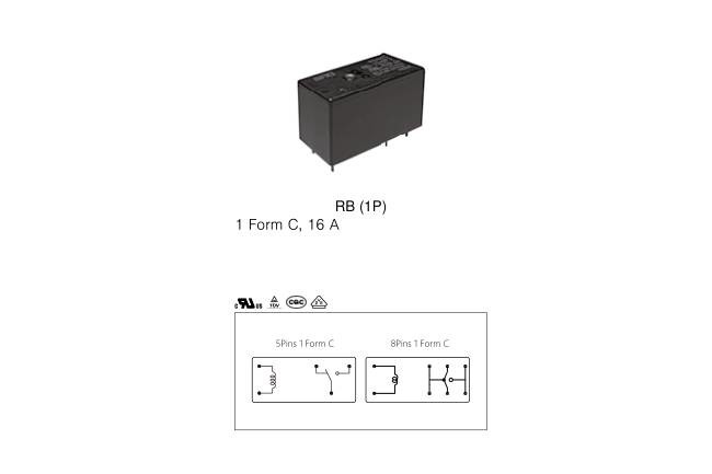 16 Amp 8 Amp SPDT Relay DC 12 Volt 8 Pin 1 Form C 400mW PCB Mount RB-112DF6
