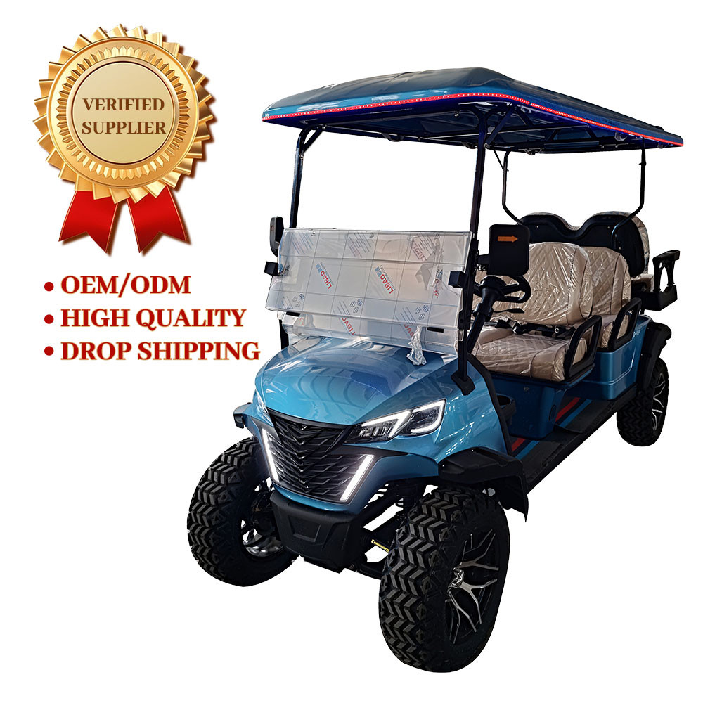 Street Legal 48V Electric Manual Big Wheel Golf Cart 6 Seats Forward Facing Speed Control Turn Signal Arm Switch With Lithium