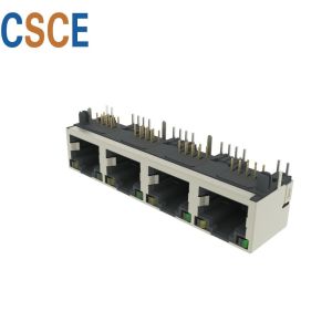 1*4 Ports RJ45 Modular Jack 8 Pin 8 Contact Ethernet Interface With Ni Plating