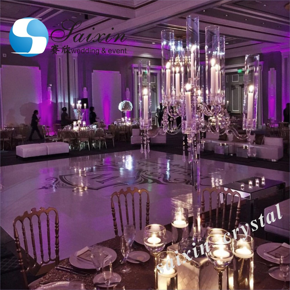 Wedding Crystal Flower Stand Centerpiece With Mirror Flower Holder 150cm