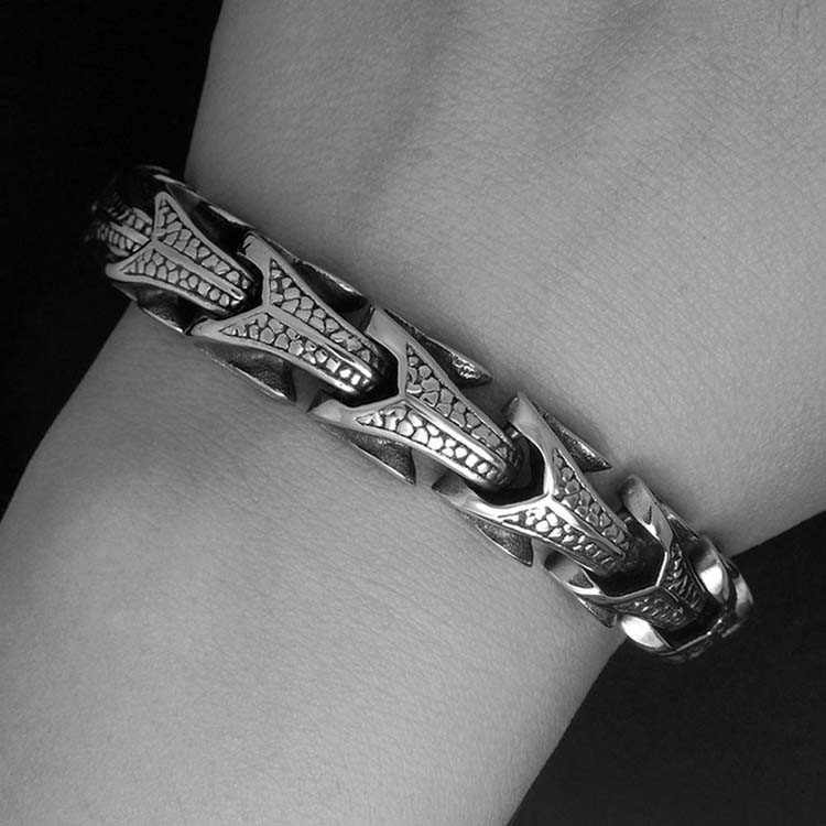 Men's Titanium Stainless Steel Bracelet Vintage Style 8 Inches (JCE245)