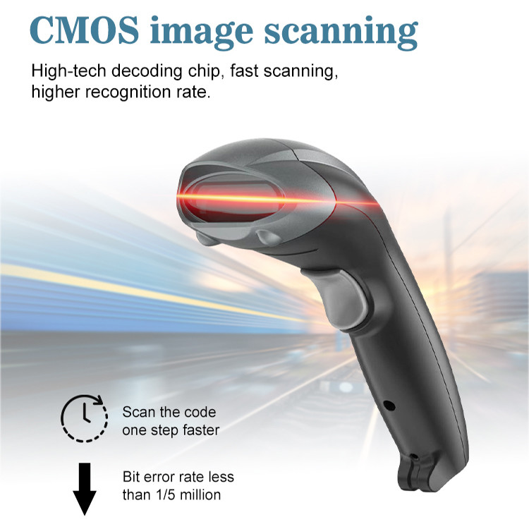 Handheld 2D Wired Barcode Reader Scanner QR PDF417 Long Transfer Distance