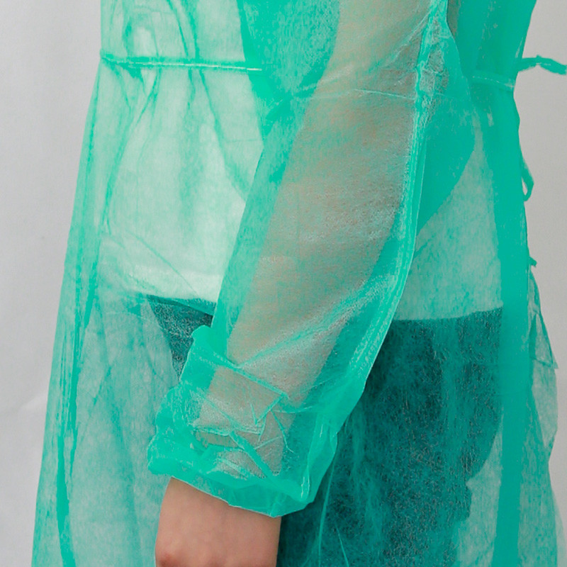 Fully Customized pp light green disposable non woven elastic cuff isolation gown