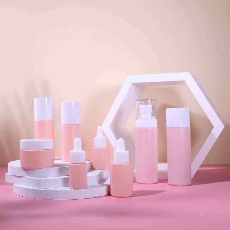 30ml 20ml 15ml Pink Cosmetic Glass Bottle Set Glass Dropper Bottle