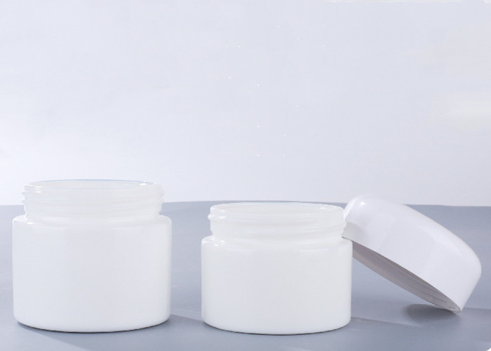 Porcelain White Glass Jar White Lid Empty Round White Glass Cosmetic Jar Packaging