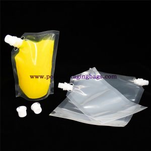 China Custom Clear Plastic Liquid Drinking Stand Up Pouch With Spout on sale
