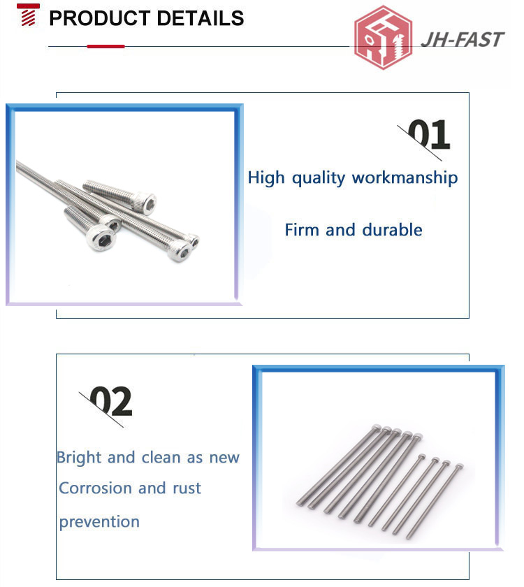 Metric Carbon Steel Half Thread Fillister Hex Socket Head Cap Screw 100mm 200mm Custom