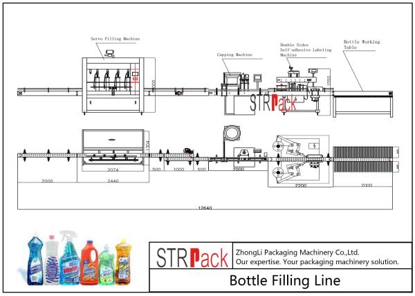 Chemicals Bottle Filling Line / Foaming Detergent Filling Machine Line With