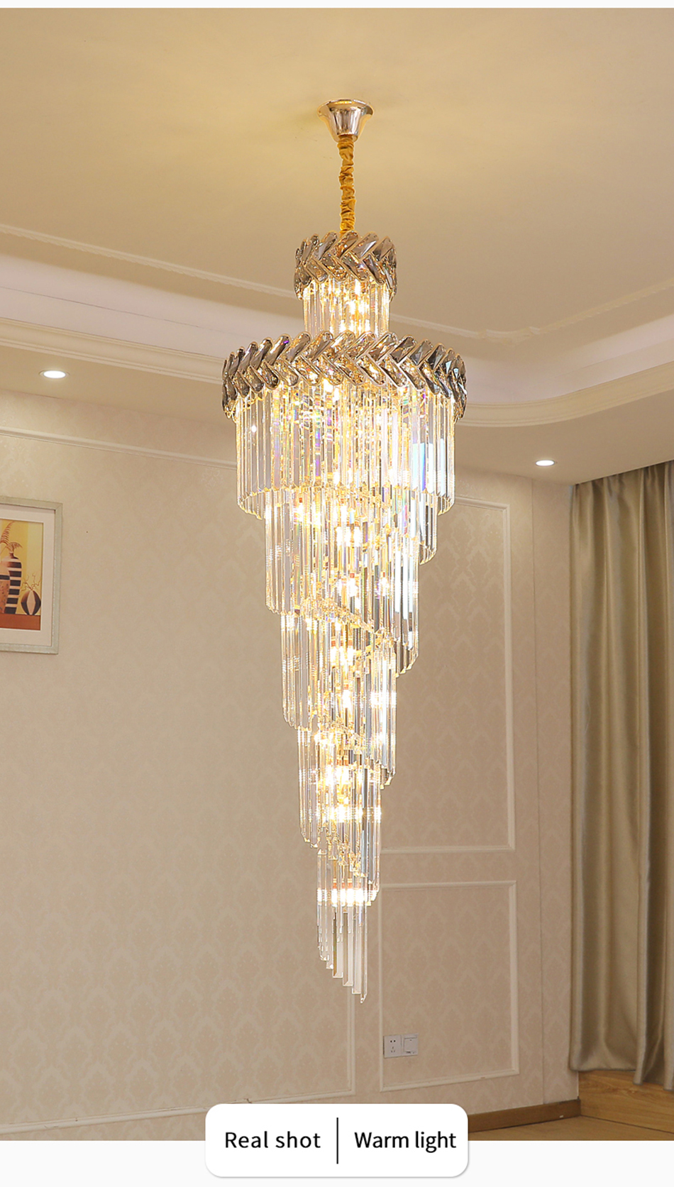 Hall Living Room Chandelier Smoky Gray Crystal Lamps art deco style gold chandelier(WH-NC-42)
