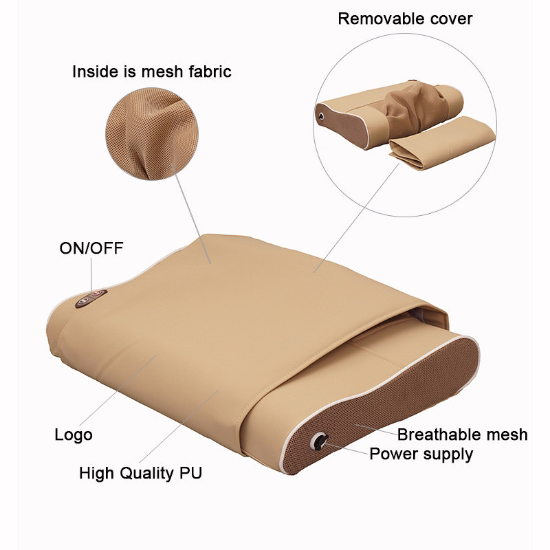 Cervical Shiatsu Massage Pillow 8 Heads Lightweight Compact Size 49 X 13.5 X 31.8 Cm