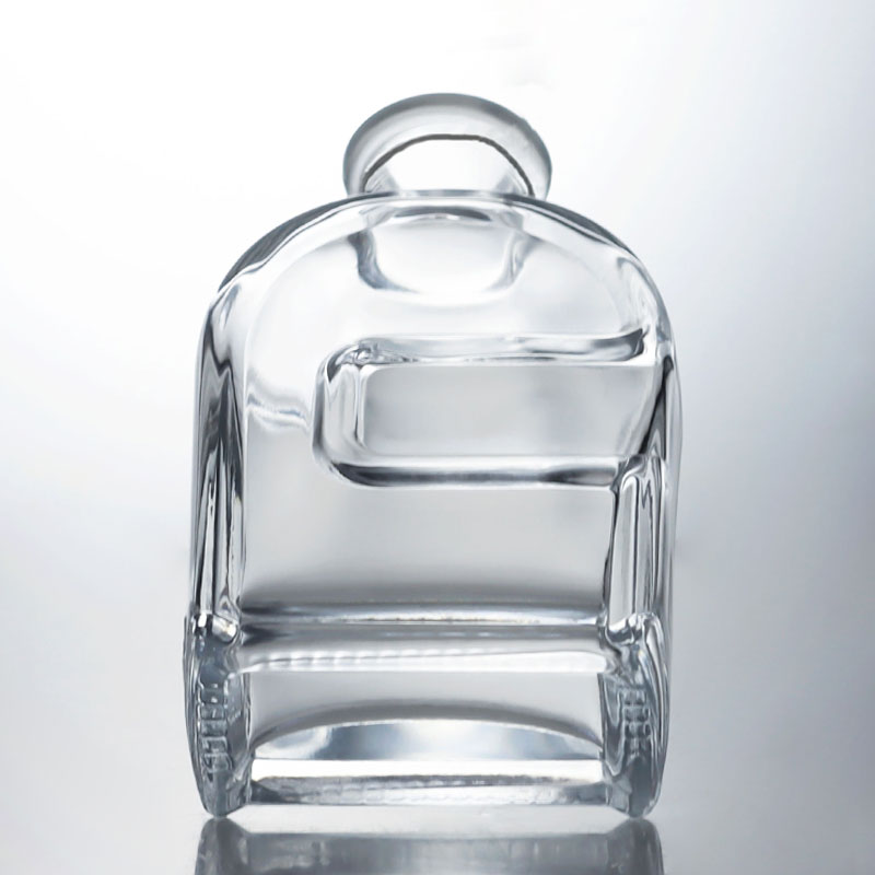 Custom Squircle Glass Liquor Bottle for Gin Rum Brandy Vodka and Cork Stopper Included