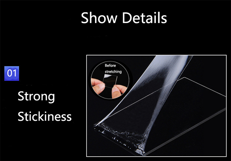 High Sticky Gel Suction Size Magic Nano Double Sided Tape for Transparent Surfaces